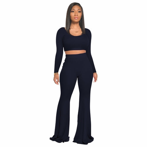 sports long sleeve tops and flare pants