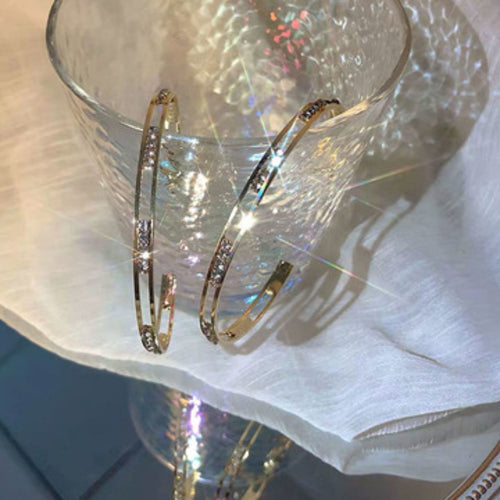 S925 Sterling Silver Needle Gold plated Hoop Earrings Hollow out