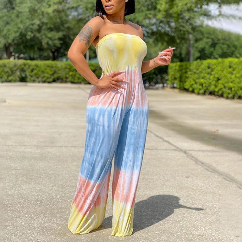 Off Shoulder Tube Jumpsuit Loose Wide Leg Pants Overalls