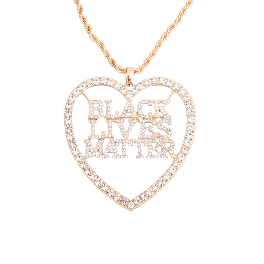 BLACK LIVES MATTER Heart Gold Necklace