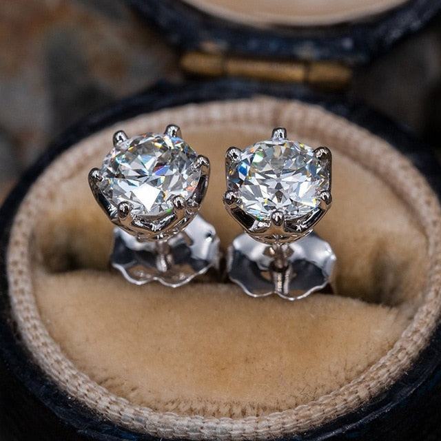 OEVAS Real 0.5-1 Carat D Color Moissanite Stud Earrings For Women Top Quality 100% 925 Sterling Silver Sparkling Wedding Jewelry