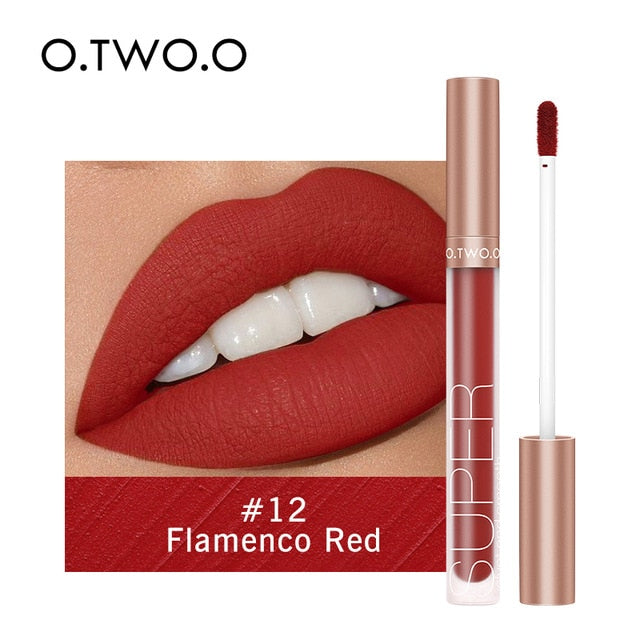 O.TWO.O Liquid Lipstick Matte Lip Gloss Cosmetic Lightweight Lip Glaze Long Lasting Lip Tint Waterproof 12 Color Lips Makeup