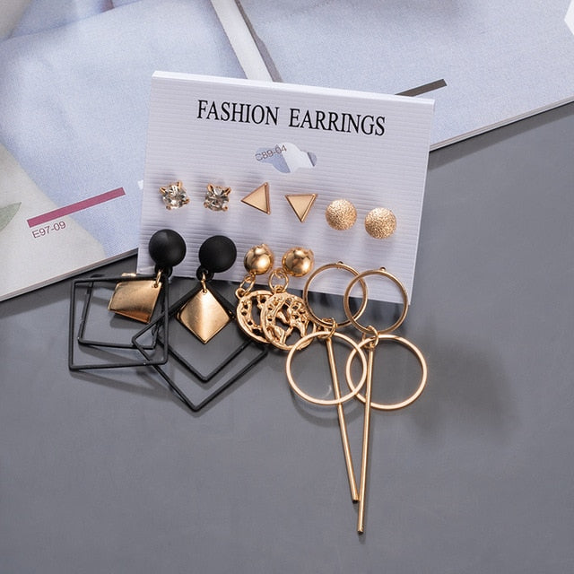 Women's Earrings Korean Stud Earrings for Women Vintage Pearl Butterfly Gold Cross Earring Set 2021 Trend Earings Female Jewelry