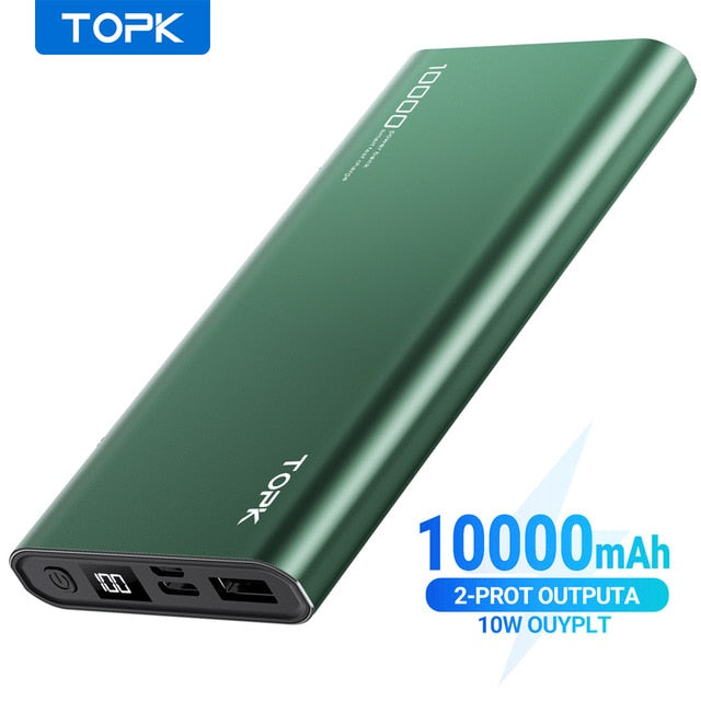 TOPK Power Bank 10000mAh Portable Charger LED External Battery PowerBank PD Two-way Fast Charging PoverBank for iPhone Xiaomi mi