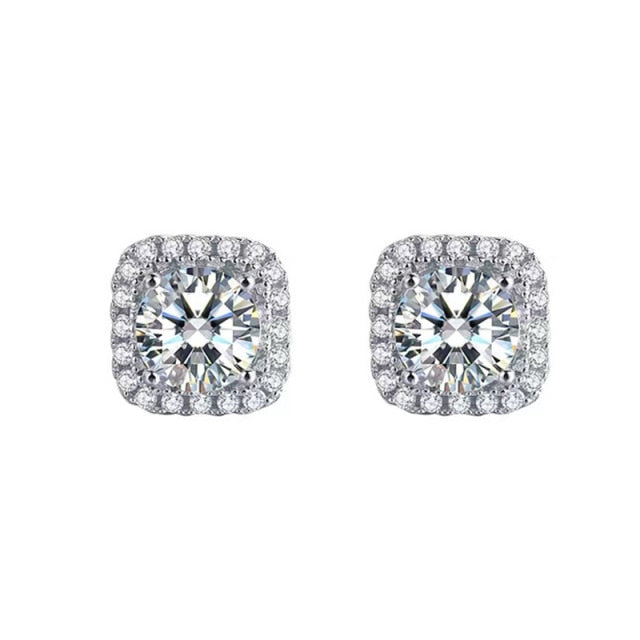 1 Carat Certified Moissanite Stud Earrings For Women Platinum Plating Sterling Silver Diamonds Ear Studs Wedding Fine Jewelry