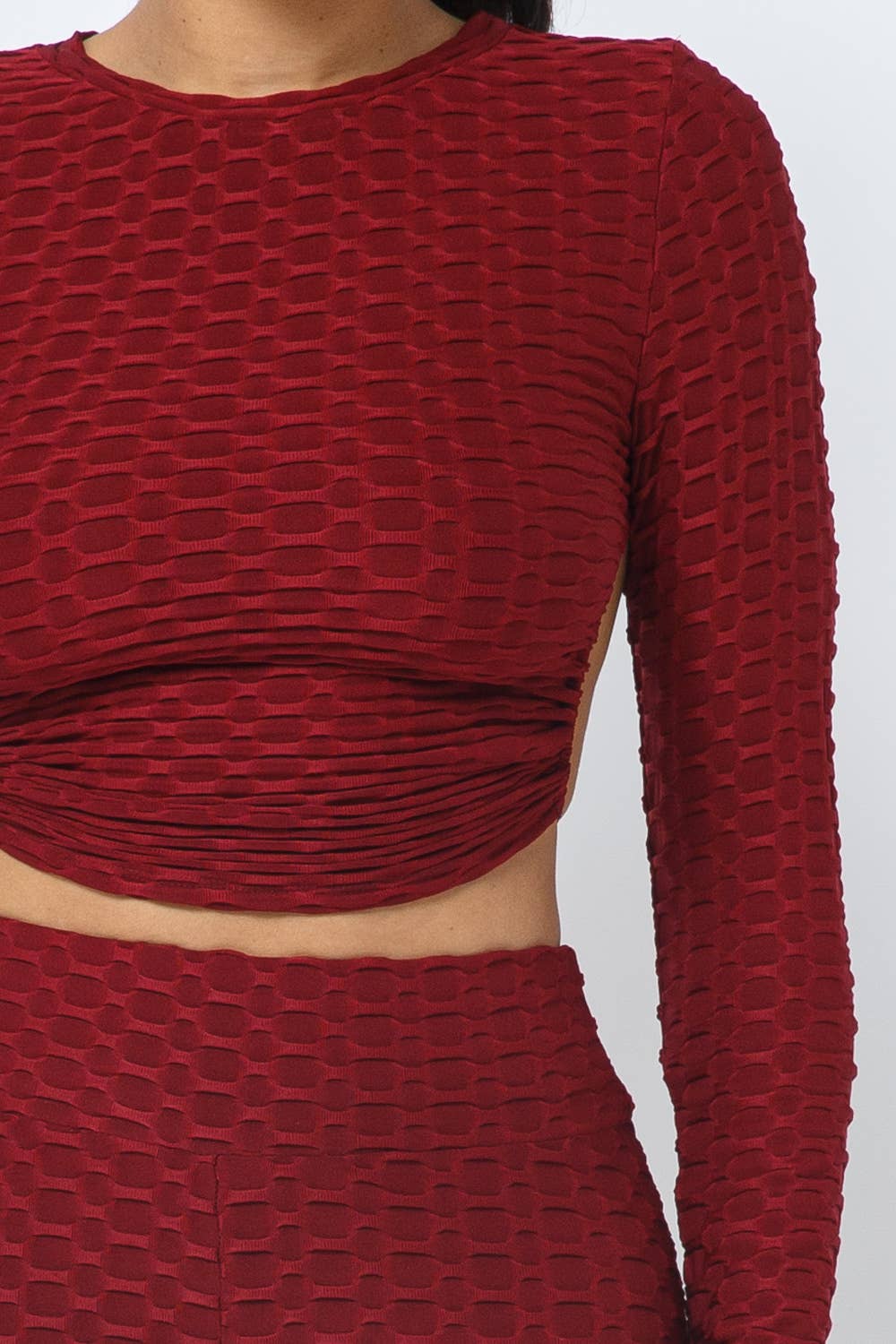 InVogue Honeycomb Open Back Tie Top and Leggings Set