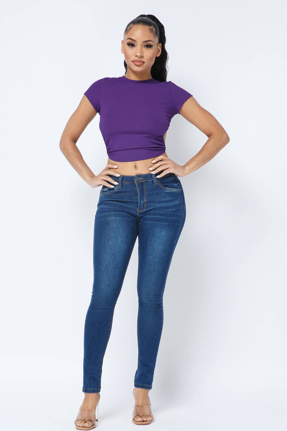 InVogue Rib Open Back String Tie Crop Top