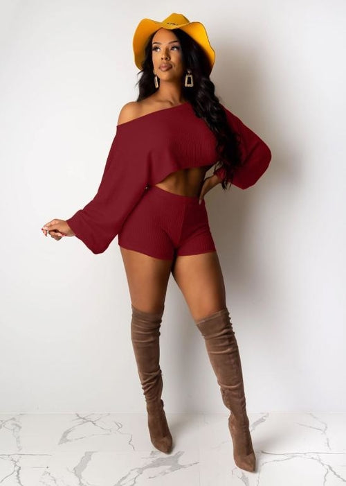 White two piece set elegant female romper Spring loose red