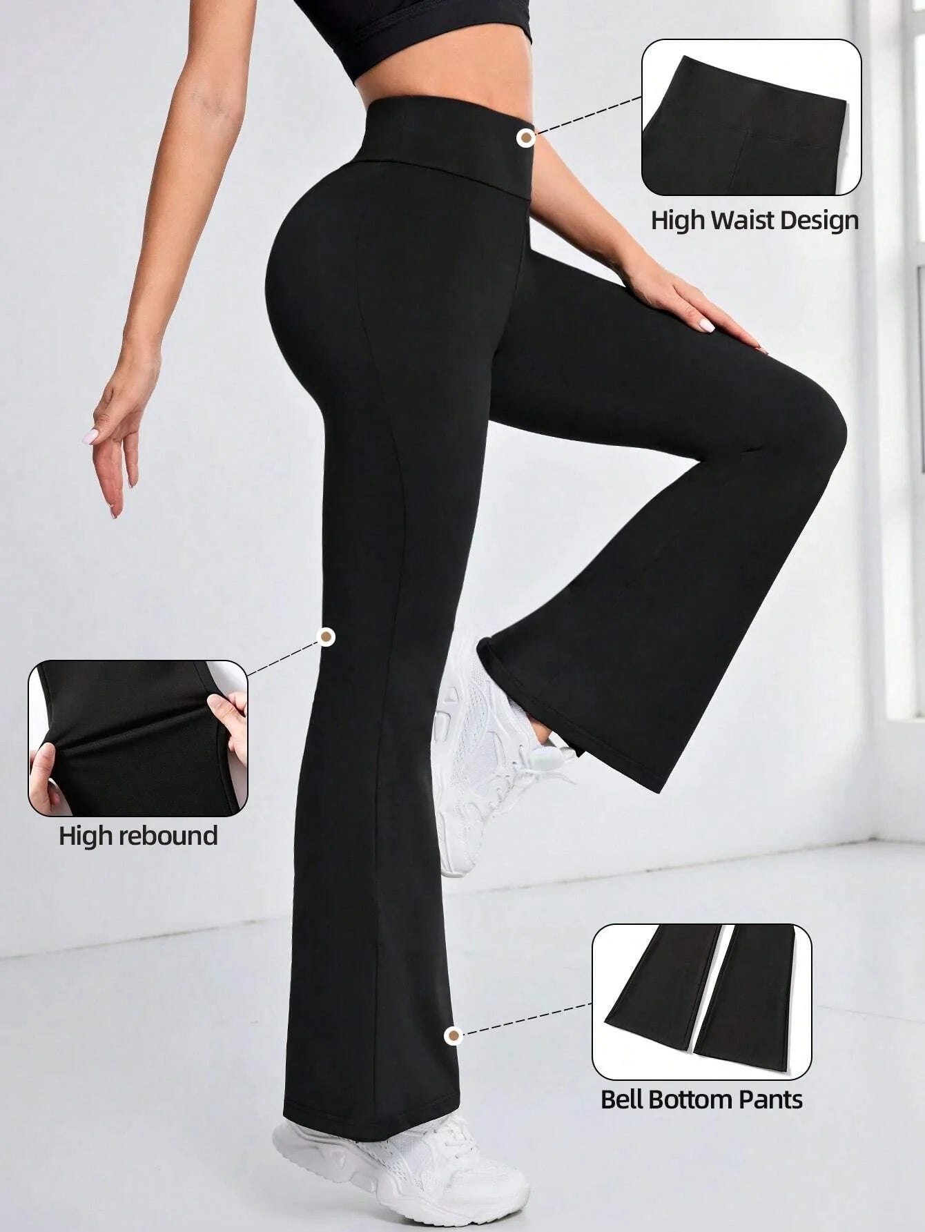 Women's Flared Pants High Waisted Yoga Leggings Stretchy Bell Buttom