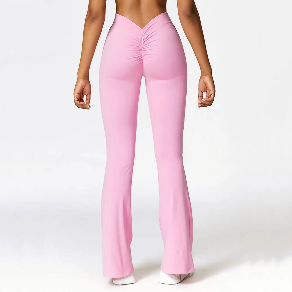 V-shaped Hip Yoga Pants Flare Leggings Women High Waist Wide Leg Pants