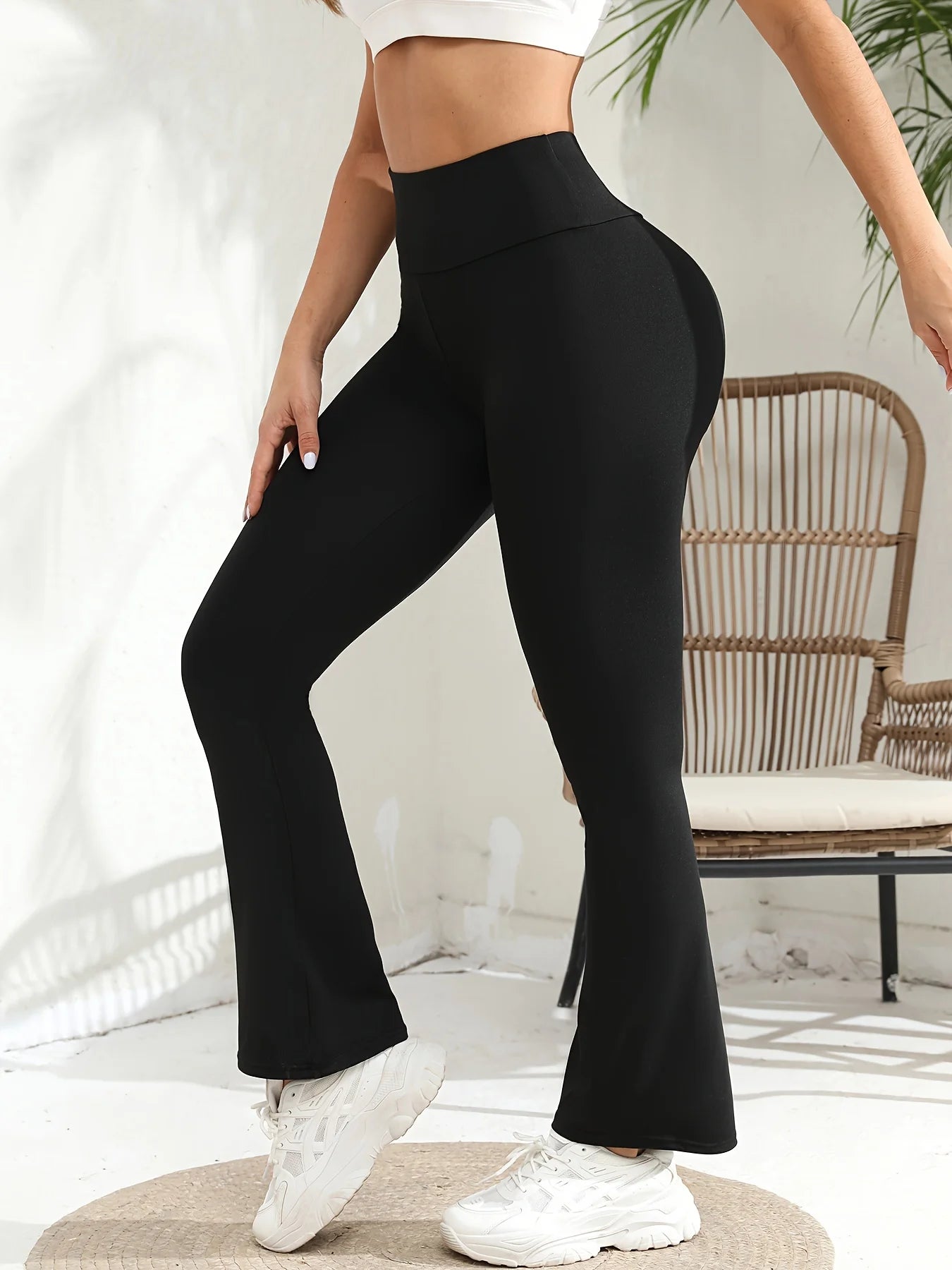 Women's Flared Pants High Waisted Yoga Leggings Stretchy Bell Buttom