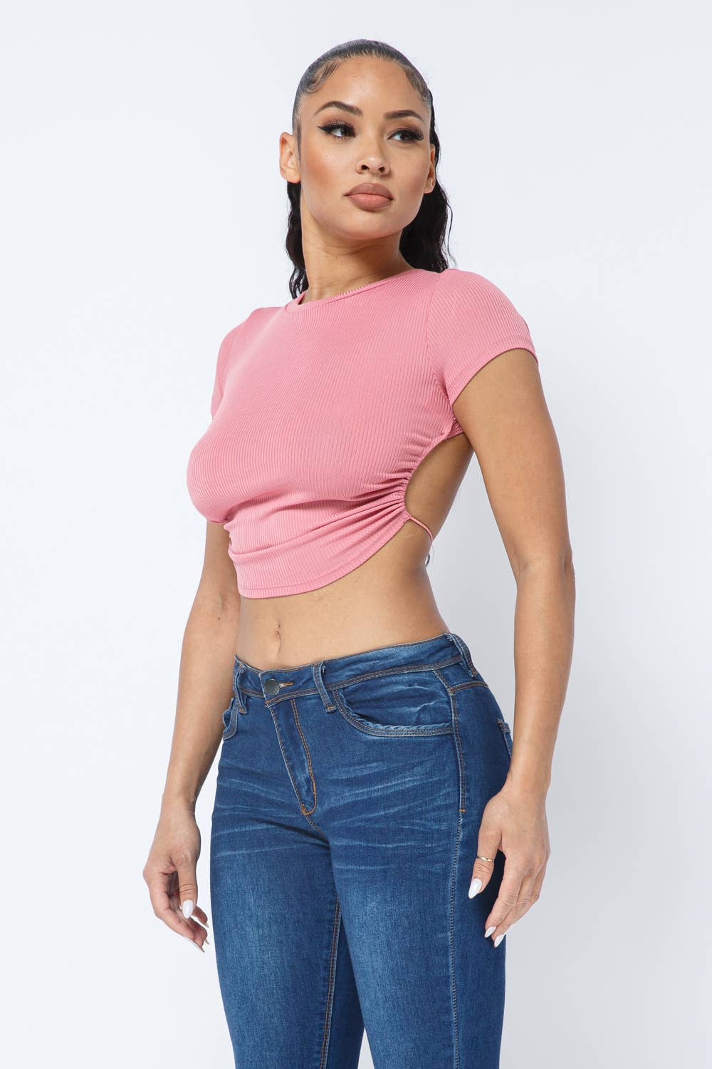 InVogue Rib Open Back String Tie Crop Top