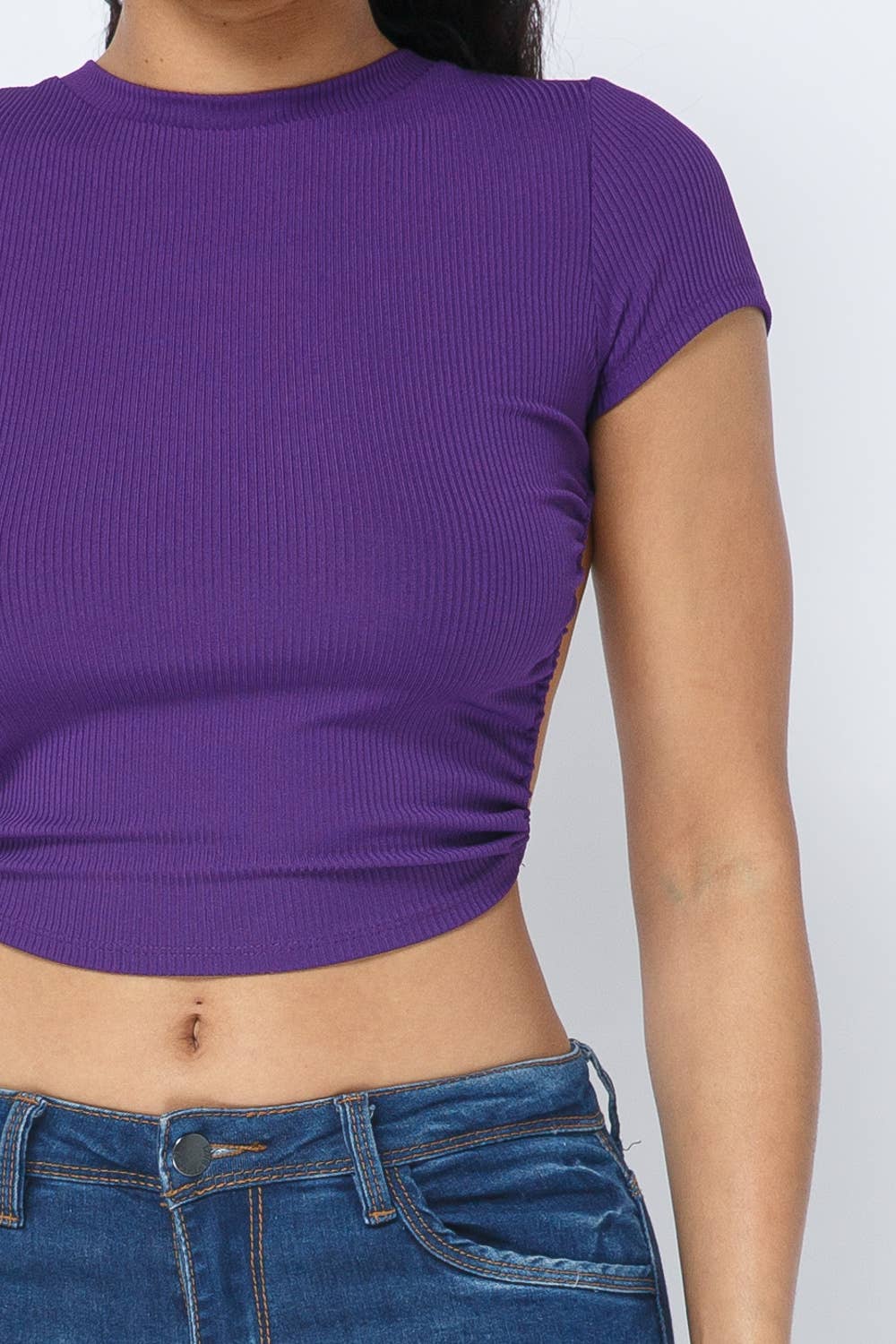 InVogue Rib Open Back String Tie Crop Top