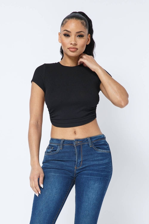InVogue Rib Open Back String Tie Crop Top