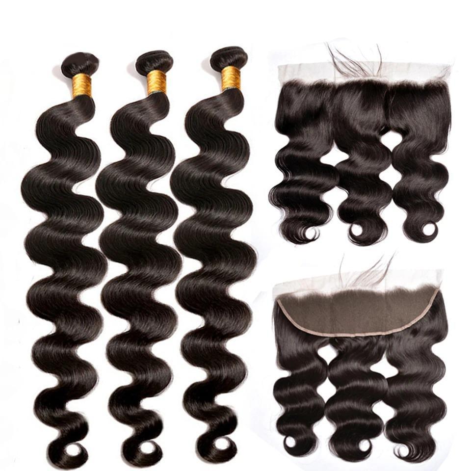 10A Grade 3/4 Body Wave bundles with 13x4 Frontal