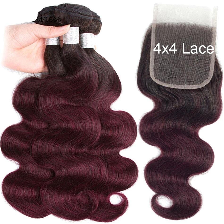 10A Grade Body Wave 1B/99j BUNDLES with CLOSURES & FRONTALS