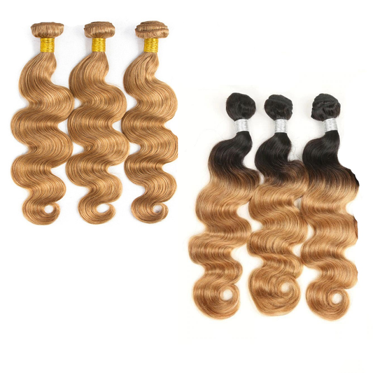 #27 Body Wave 10A Grade 1B/27 Hair BUNDLES with 4x4 CLOSURES & 13x4