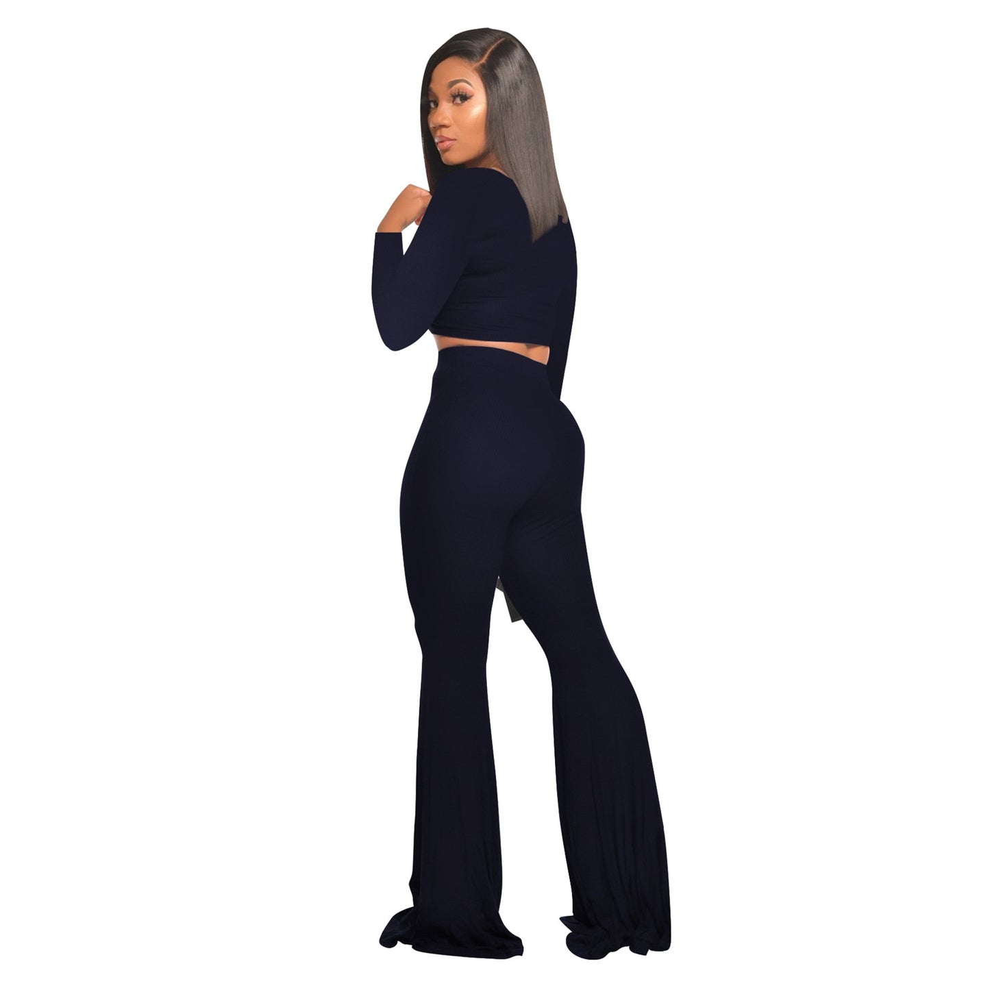 sports long sleeve tops and flare pants