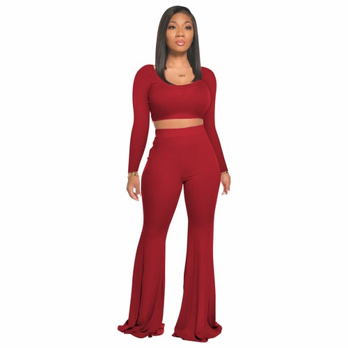 sports long sleeve tops and flare pants