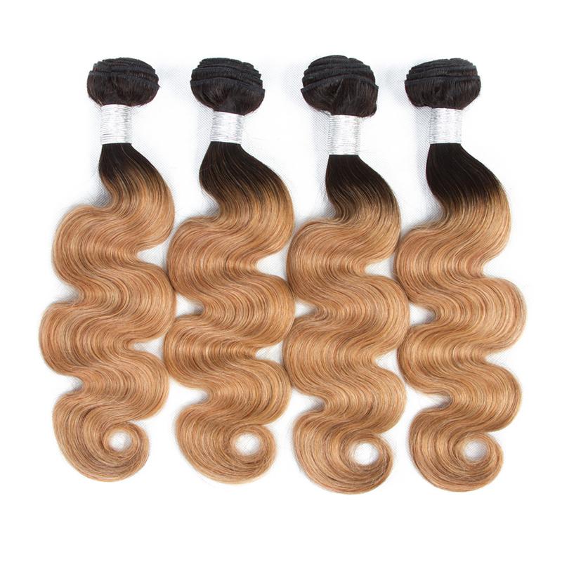 #27 Body Wave 10A Grade 1B/27 Hair BUNDLES with 4x4 CLOSURES & 13x4