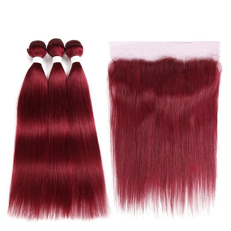 10A Grade Straight Hair Burgundy BUNDLES with CLOSURES & FRONTALS