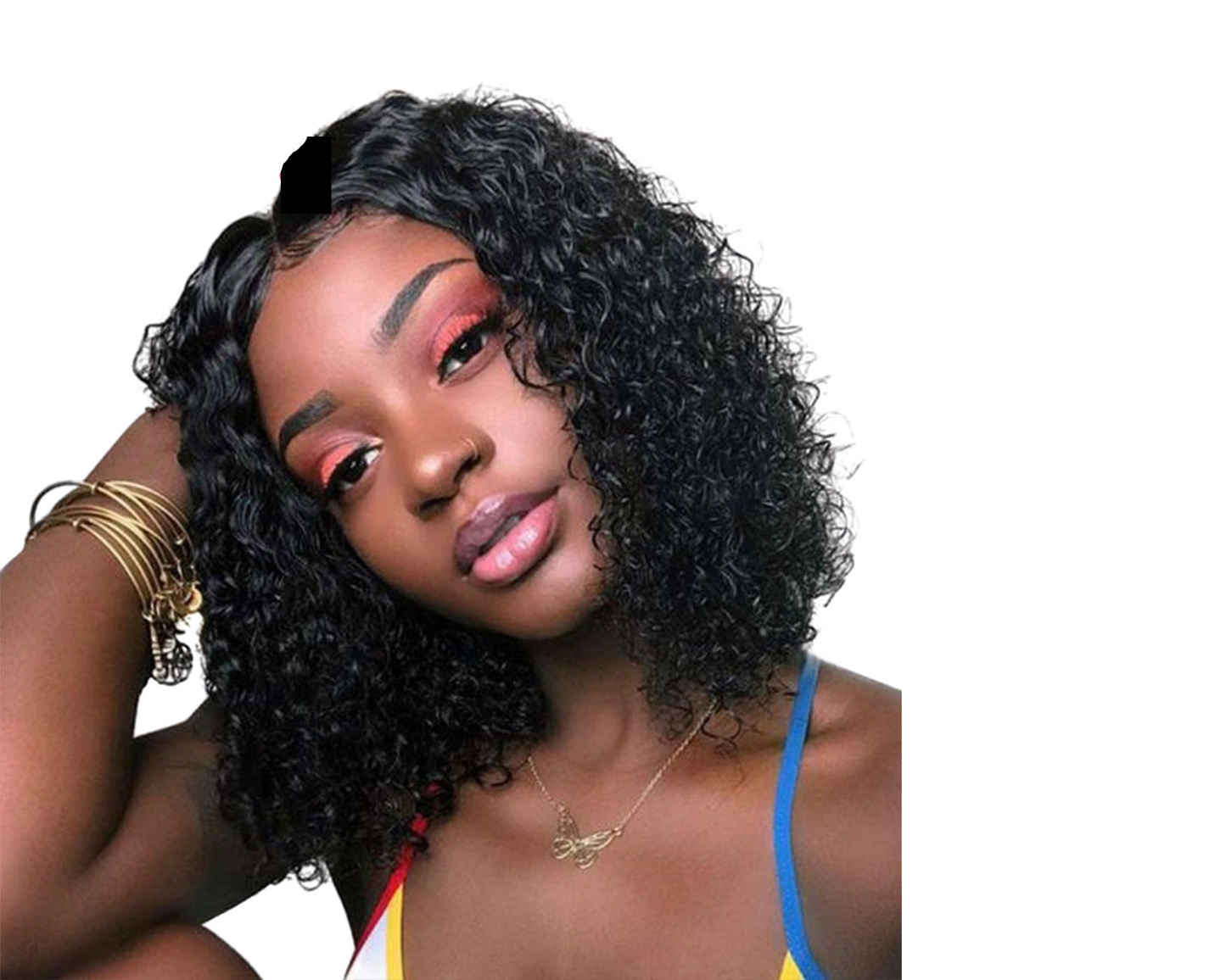 Short Bob U Part Wig Human Hair Jerry Curl Brazilian Remy Glueless