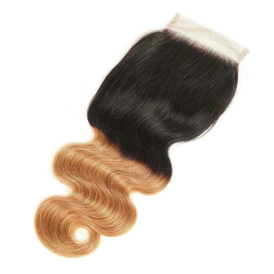 #27 Body Wave 10A Grade 1B/27 Hair BUNDLES with 4x4 CLOSURES & 13x4