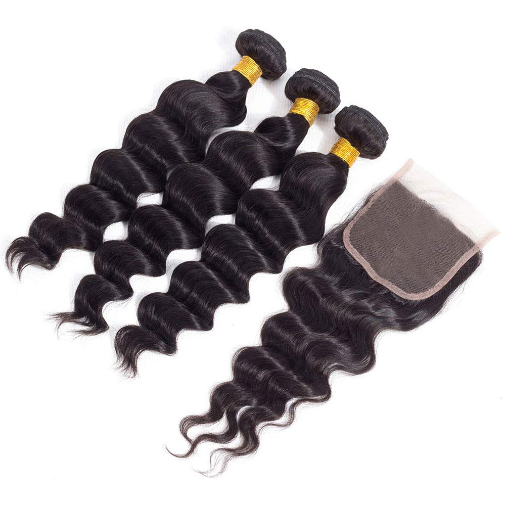 10A Grade 3/4 Loose Body Wave Bundles with 4x4 Closure