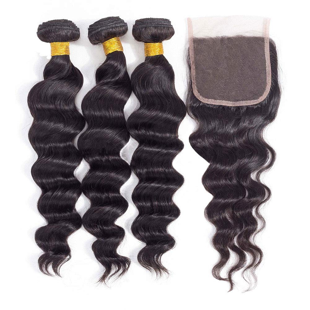 10A Grade 3/4 Loose Body Wave Bundles with 4x4 Closure
