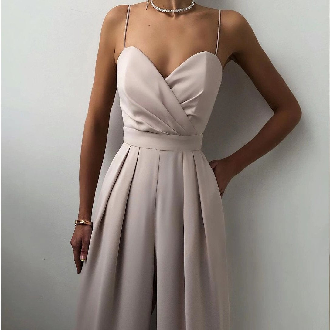 Jumpsuits Solid Spaghetti Strap Strapless Summer Sexy Club Elegant