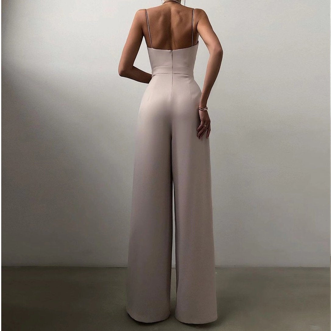 Jumpsuits Solid Spaghetti Strap Strapless Summer Sexy Club Elegant