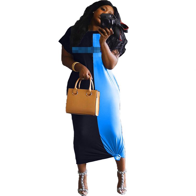 LZX0086 Cheap Apparel Summer Fashion  Letter Print Splice Loose Lady