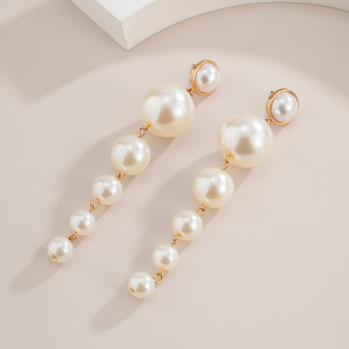 SHIXIN Simple Beaded Elegant Simulated Pearl Long Drop Earring for