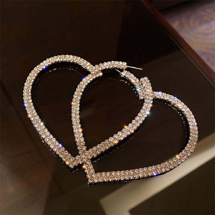 Hot Selling Heart Shape Earrings For Women 2021 Rhinestone Love Heart