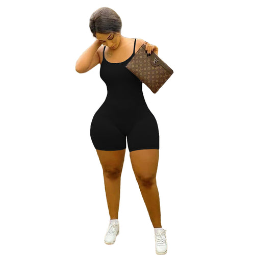 2021 high quality short sleeve jumpsuit for women solid rompers short