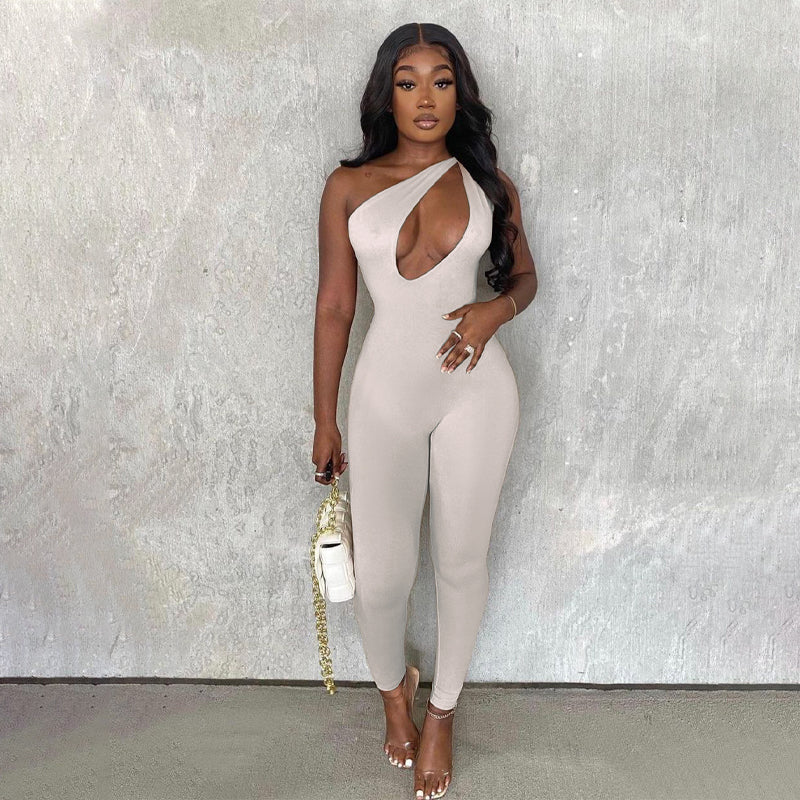 New Arrival one shoulder Sleeveless women summer long pants Solid