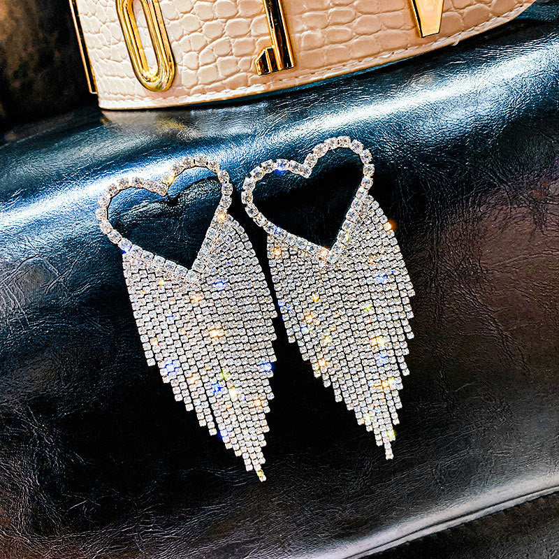 2020 heart shape rhinestone earrings statement