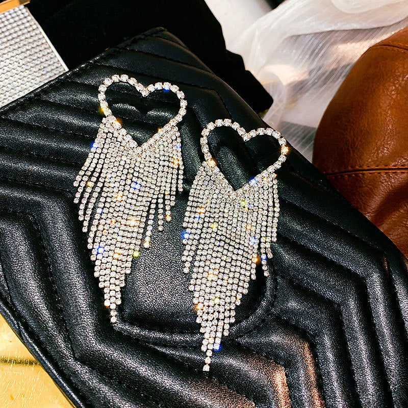 2020 heart shape rhinestone earrings statement