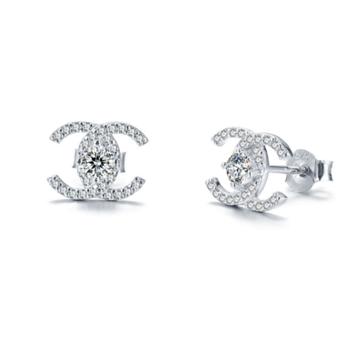 Earrings jewelry elegant lab diamond moissanite fashion gold plated