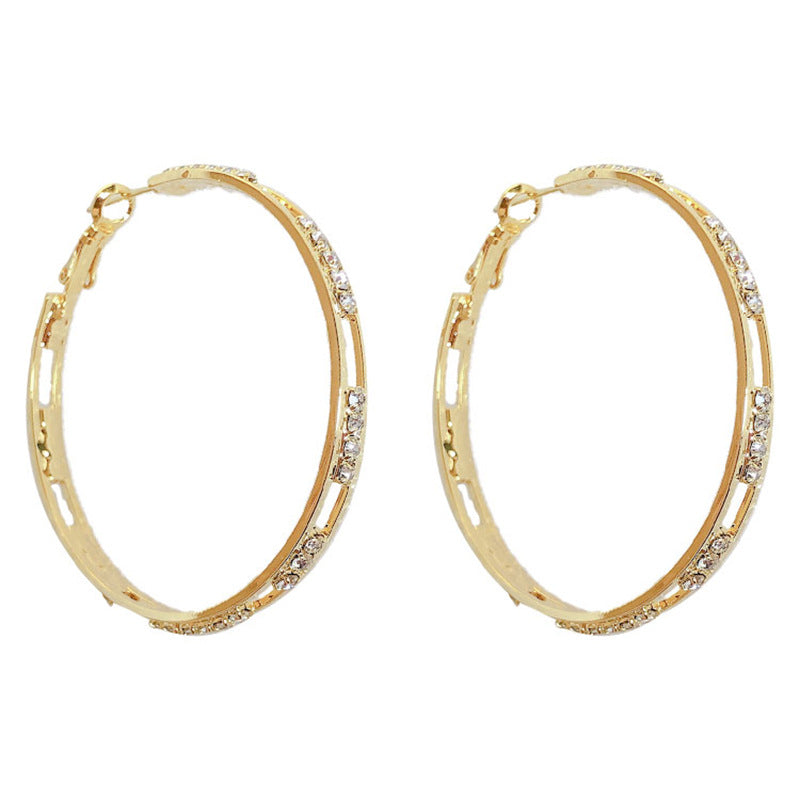 S925 Sterling Silver Needle Gold plated Hoop Earrings Hollow out