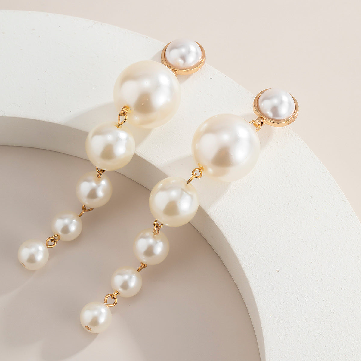 SHIXIN Simple Beaded Elegant Simulated Pearl Long Drop Earring for