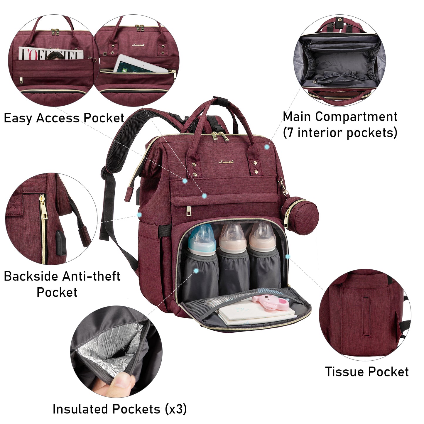 brand LOVEVOOK 2021 Hot selling large capacity travel fashion mom baby