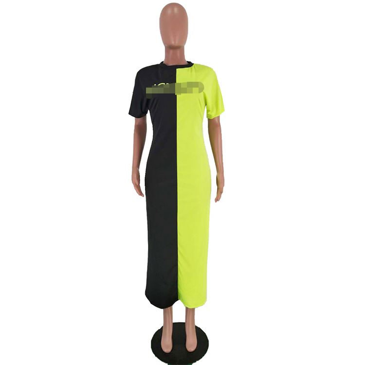 LZX0086 Cheap Apparel Summer Fashion  Letter Print Splice Loose Lady