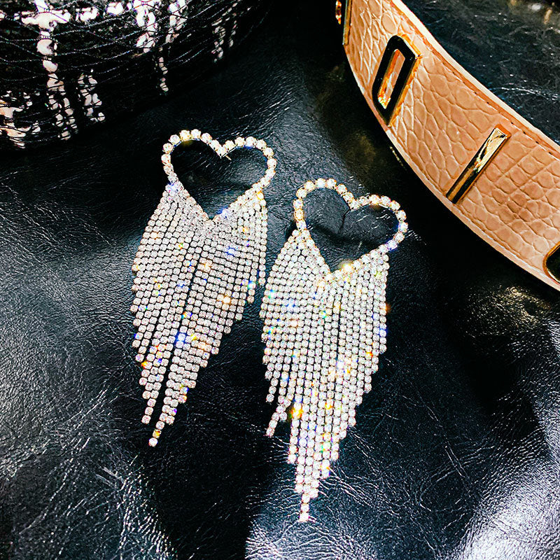 2020 heart shape rhinestone earrings statement