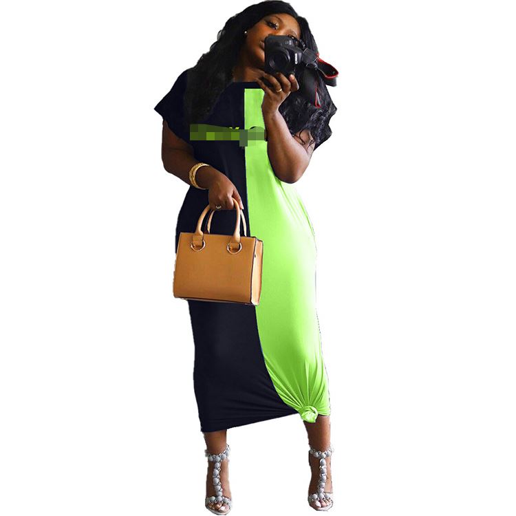 LZX0086 Cheap Apparel Summer Fashion  Letter Print Splice Loose Lady