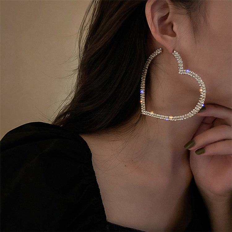 Hot Selling Heart Shape Earrings For Women 2021 Rhinestone Love Heart