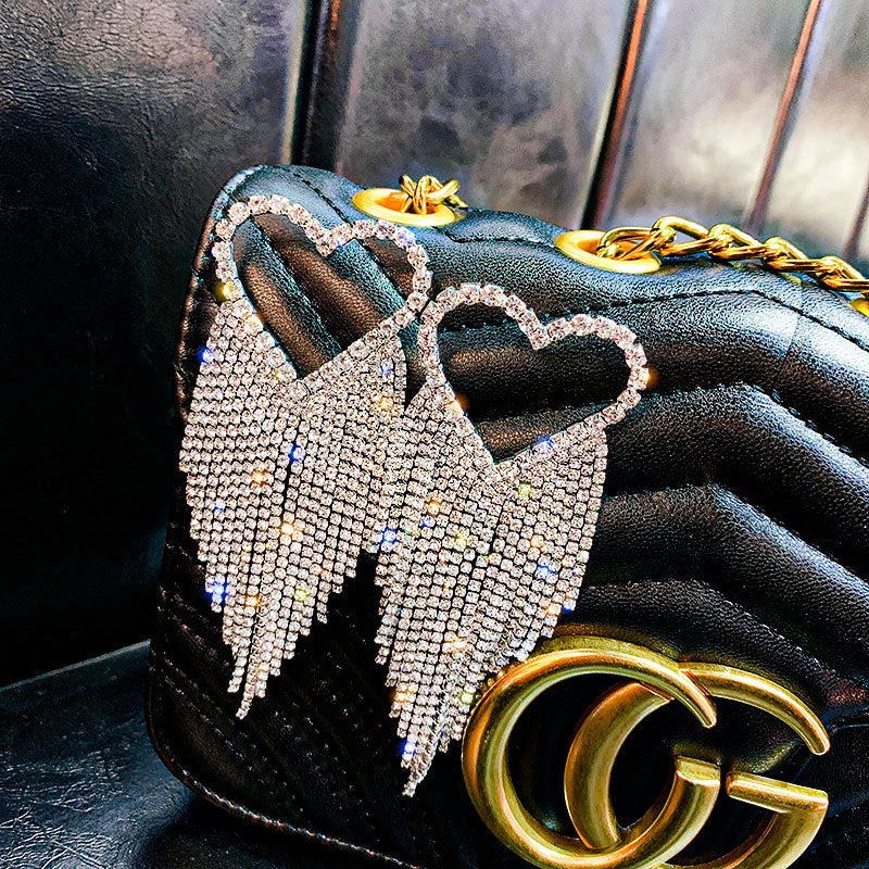 2020 heart shape rhinestone earrings statement