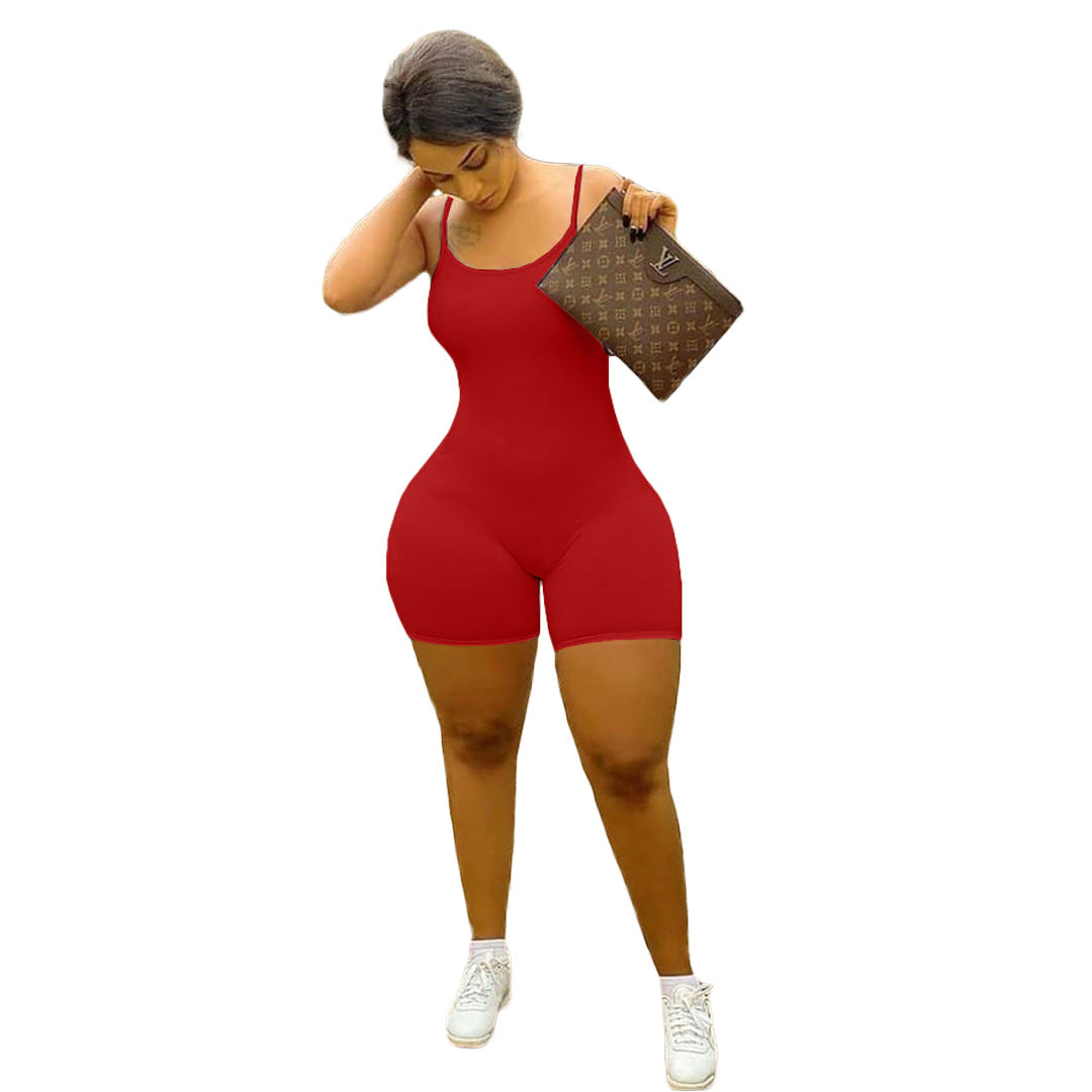 2021 high quality short sleeve jumpsuit for women solid rompers short