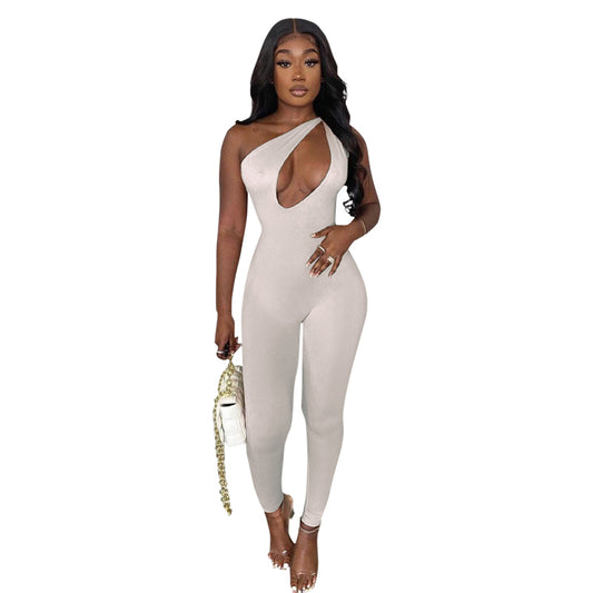 New Arrival one shoulder Sleeveless women summer long pants Solid