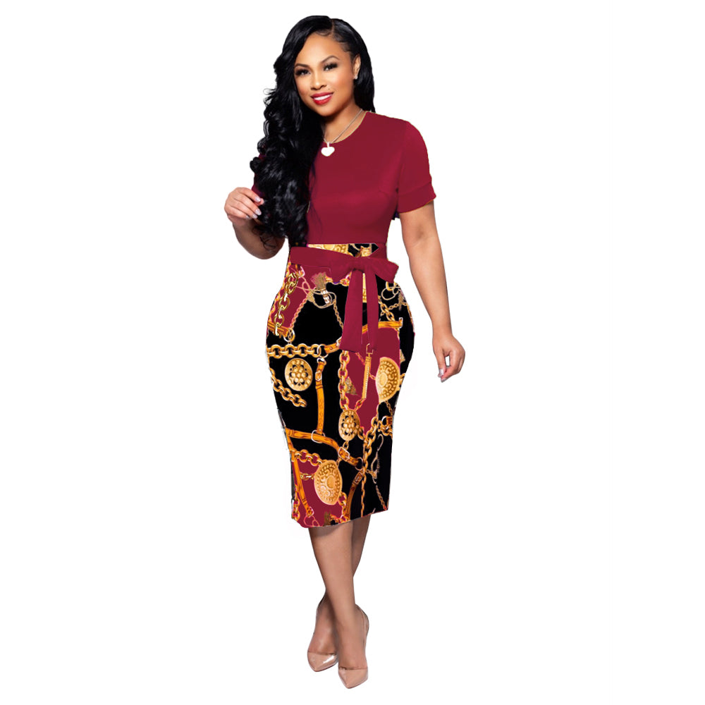 X9121 Hot-selling women's one-piece dresses with fashion printed